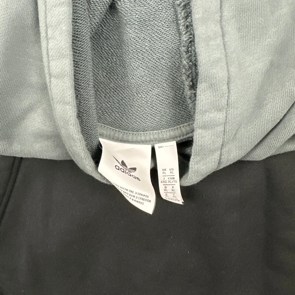 Adidas Hoodie Men Extra Large Blue Colorblock Sliced Trefoil Sweatshirt Pullover